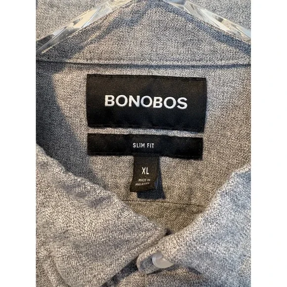 Bonobos Mens Brushed Button Down Slim Fit Casual Shirt Grey Size XL - Picture 4 of 5